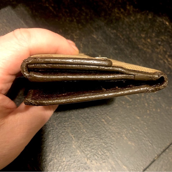 GUCCI GG Trifold Canvas Jacquard Wallet Tan Brown Leather Accent - Picture 6 of 17